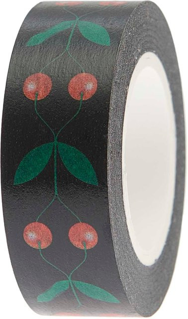 Rico Design Paper Poetry Washi Tape Kirschen schwarz Breite: 1,5 cm, Länge: 10 m - Bild 1