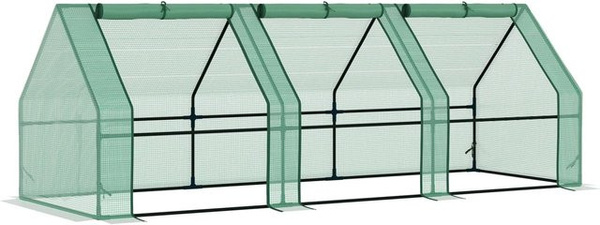 Furnicato Gewächshaus mit 3 Rollfenstern aus PE-Gitterfolie und Stahl in Grün, B/T/H: 270 x 90 x 90 cm