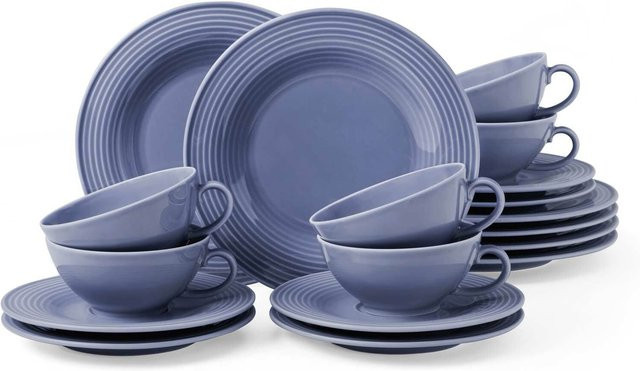 Seltmann Weiden Teeservice Beat Color Glaze aus Porzellan in Blau, 18er Set - Bild 1
