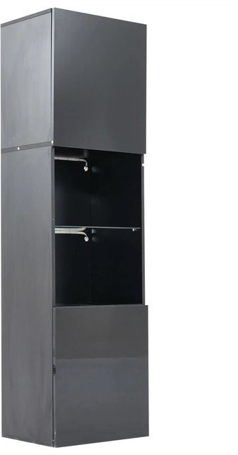 okwish Vitrine mit LED Beleuchtung und Glastüren in Schwarz, B/T/H: 45 x 35 x 160 cm - Bild 1