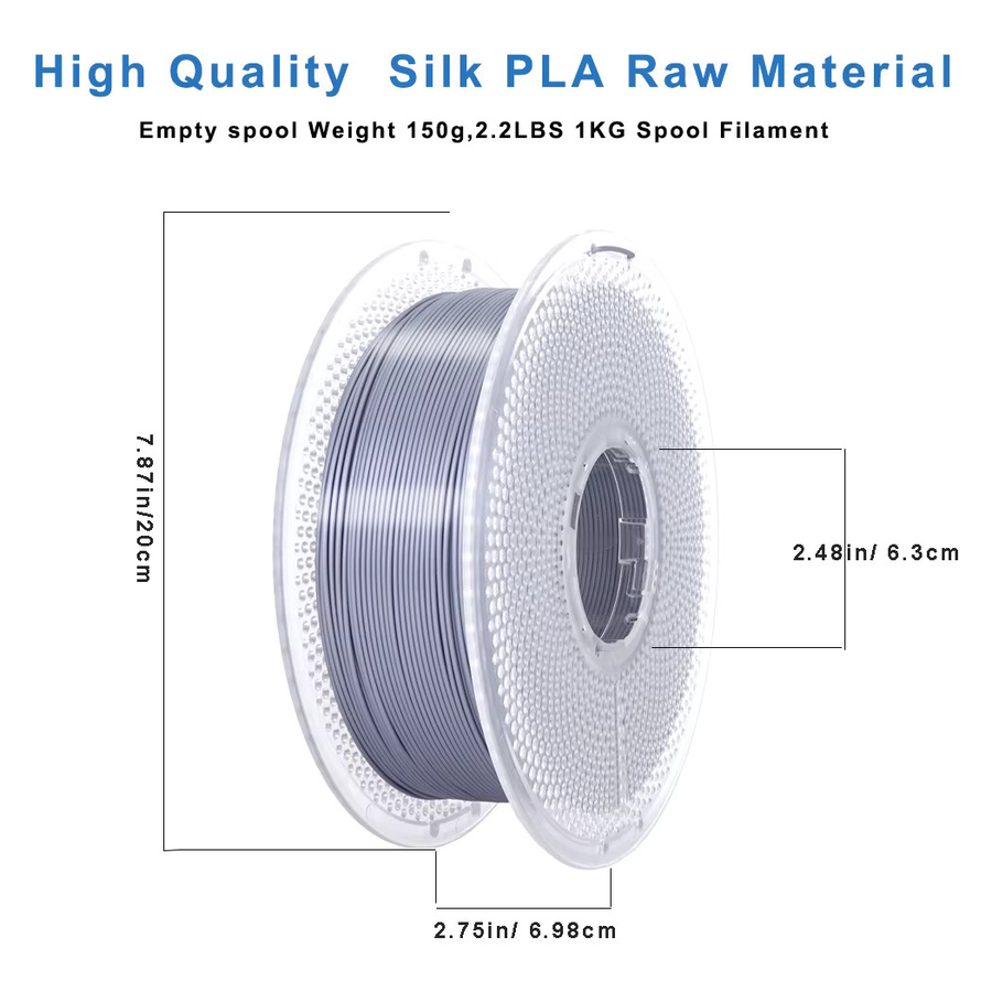 BING3D Seiden-PLA-Filament Silber, 1,75 mm, 1 kg für FDM 3D-Drucker - Bild 1