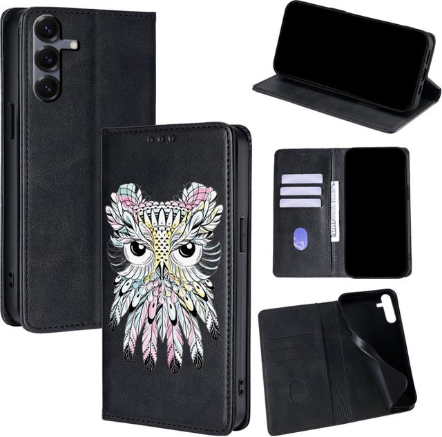 Magnetische Leder-Brieftaschen-Hülle mit Eulen-Design für Samsung Galaxy S25 Ultra, S25 FE, S24, S23, S22, S21 Ultra Plus in Grün - Bild 1