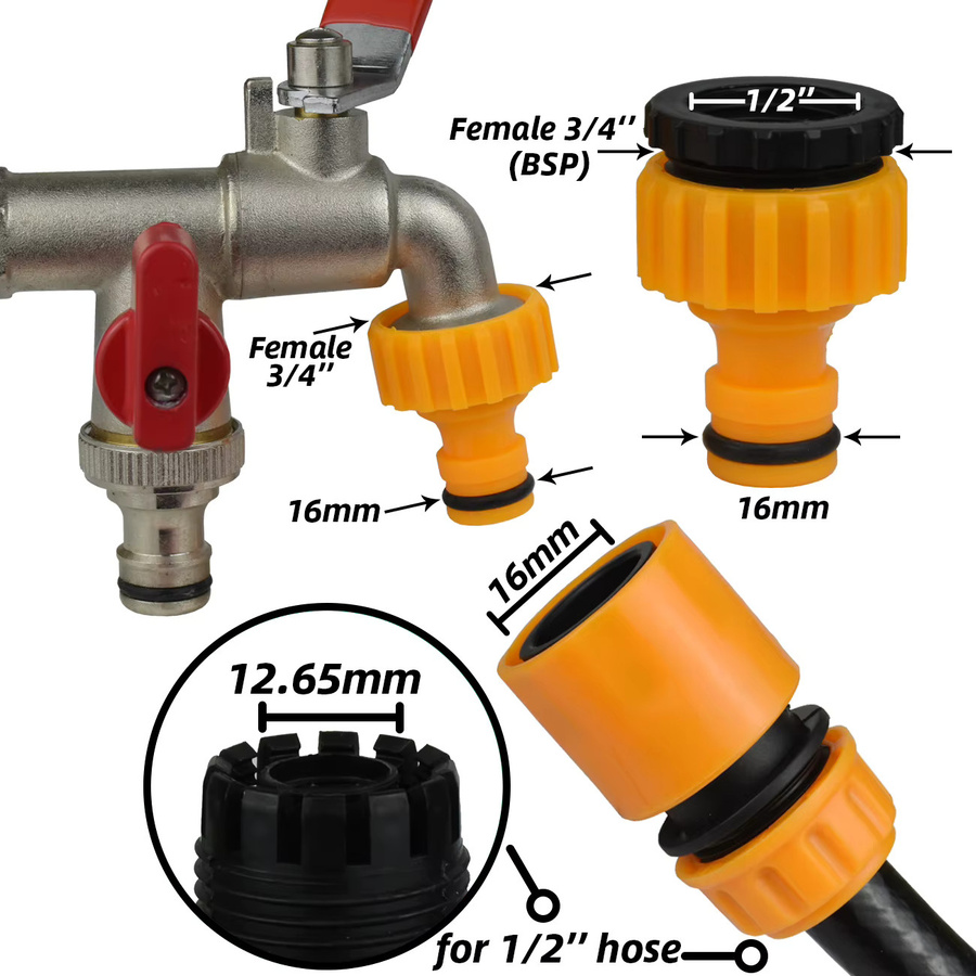 KESLA 6-teiliges Garten-Schnellschlauchverbinder-Set in Orange mit 1/2-Zoll-Ende und Doppel-Schlauchkupplungsadapter zur Reparatur von Schlauchrohren - Bild 3