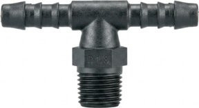 Riegler T-Einschraubstutzen aus PA 6 in Schwarz für 4 mm Schlauch mit R 1/8 a. und SW 10 - Bild 1