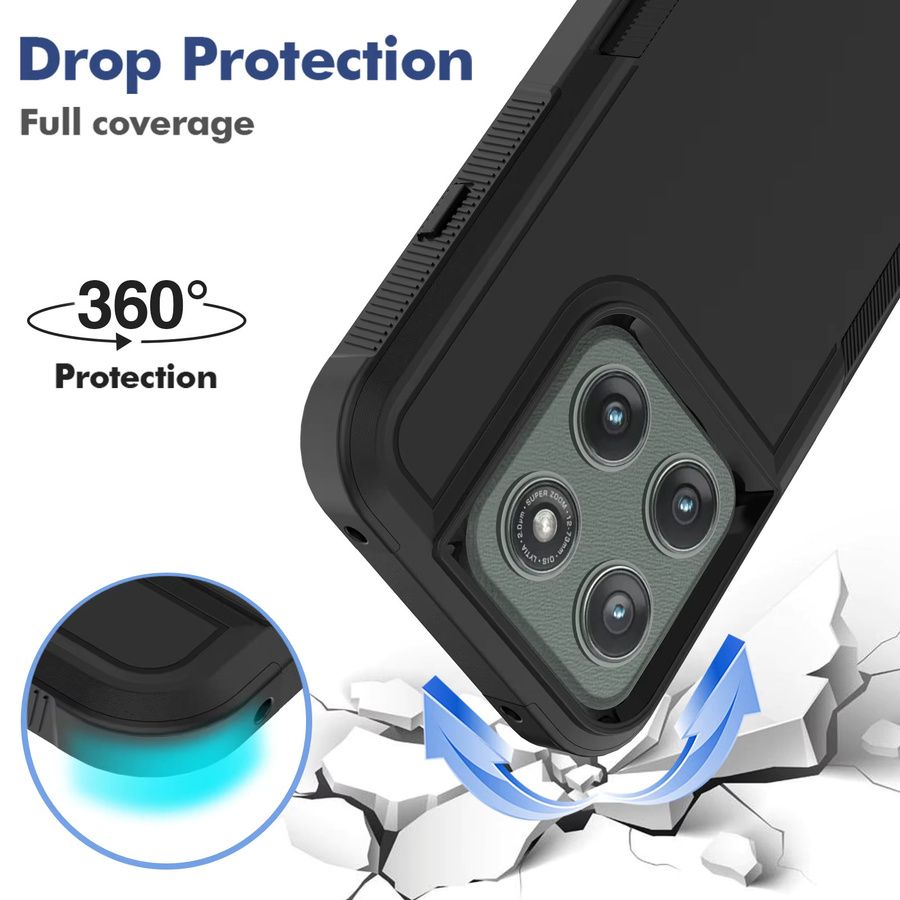 2in1 Heavy Duty Armor Stoßfeste Handyhülle für Motorola Moto G Power G Play G 5G G Stylus 5G (2024-2026) aus PC und TPU in Schwarz oder Lila - Bild 2