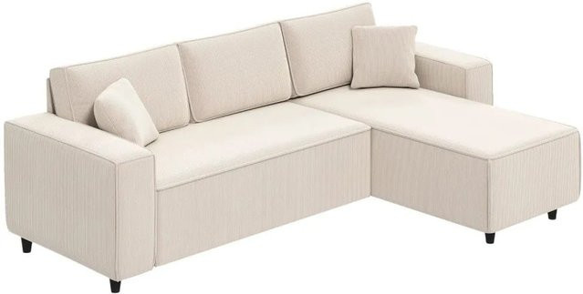 HOMCOM Ecksofa aus Cordstoff und Polyester mit Schaumstoff, reversibel, Weiß, B/T/H: 241 x 153 x 83 cm - Bild 1
