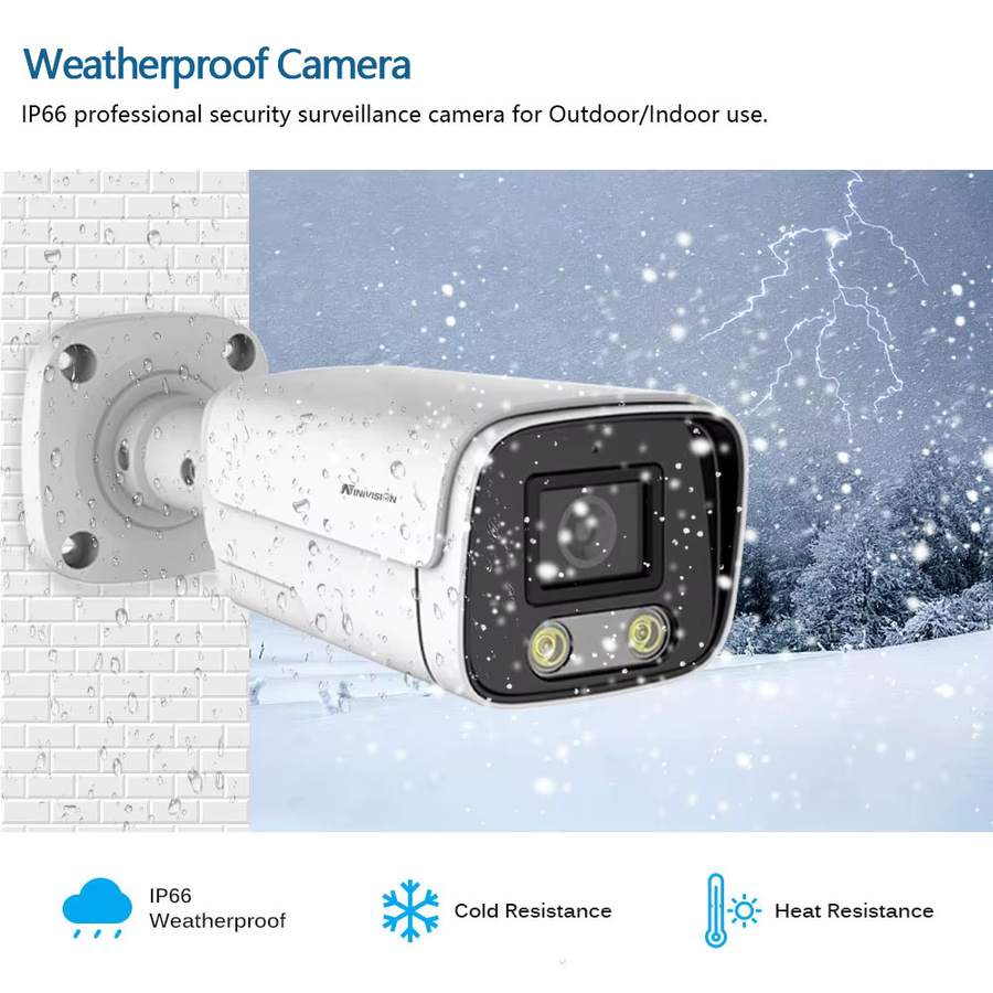 NINIVISION Ultra HD 4K AHD Überwachungskamera Outdoor Bullet Kamera IP66 Sicherheitscamera in Weiß - Bild 3