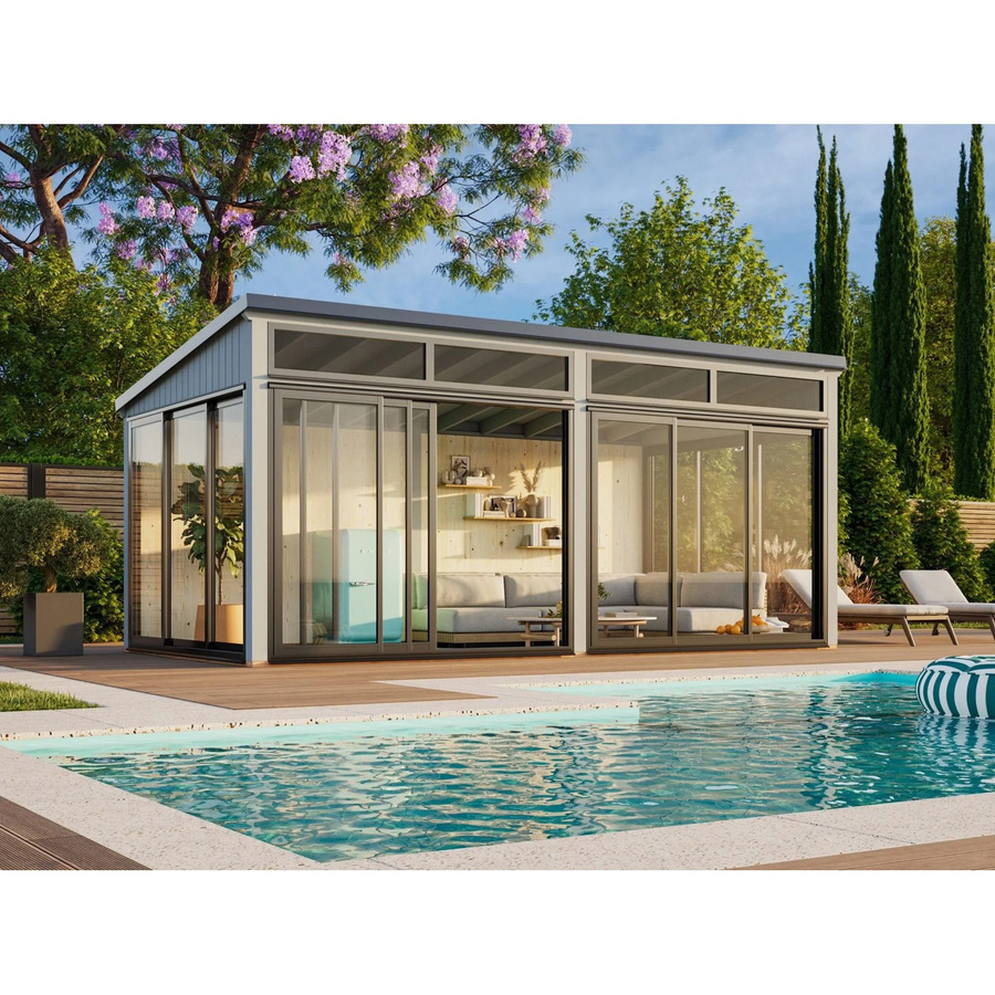 Palmako Holz-Gartenhaus Saga Slide Pultdach in Grau mit modernem Design, B/T: 582 x 297 cm - Bild 2