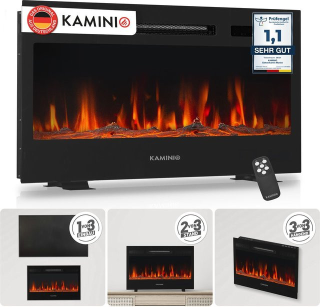 KAMINIO Elektrokamin MARLON 3-in-1 in Schwarz, 30 Zoll - Bild 1