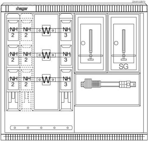 Hager ZAW102BF9 Wandler- und Messschrank Aufputz aus Kunststoff B: 31,5 cm, H: 111,0 cm, T: 100,5 cm - Bild 1
