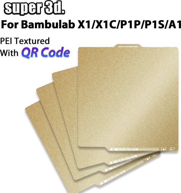 Bambulab QR Code Strukturierte PEI Bauplatte Doppelseitig für X1/X1C, P1P, P1S und A1 in Gold - Bild 1