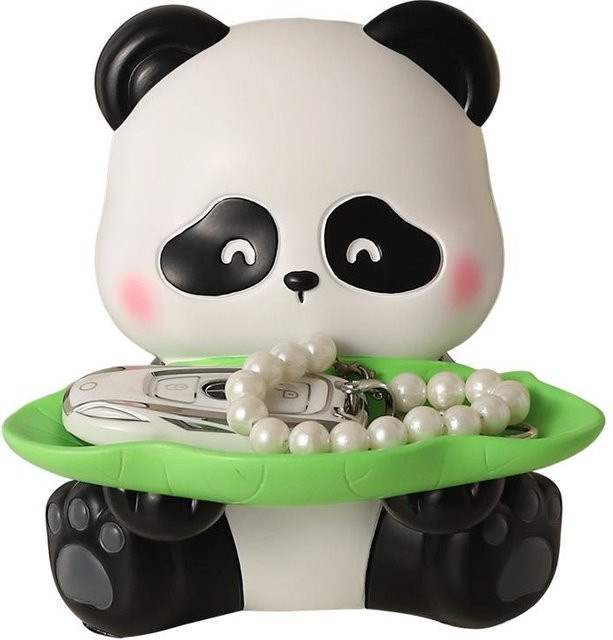 Yiran Furniture Panda Schlüsselhalter aus Harz als Deko-Ornament für Wohnzimmer und Büro in Weiß, Schwarz und Grün, Breite: 20,0 cm, Tiefe: 18,0 cm, Höhe: 20,0 cm - Bild 1