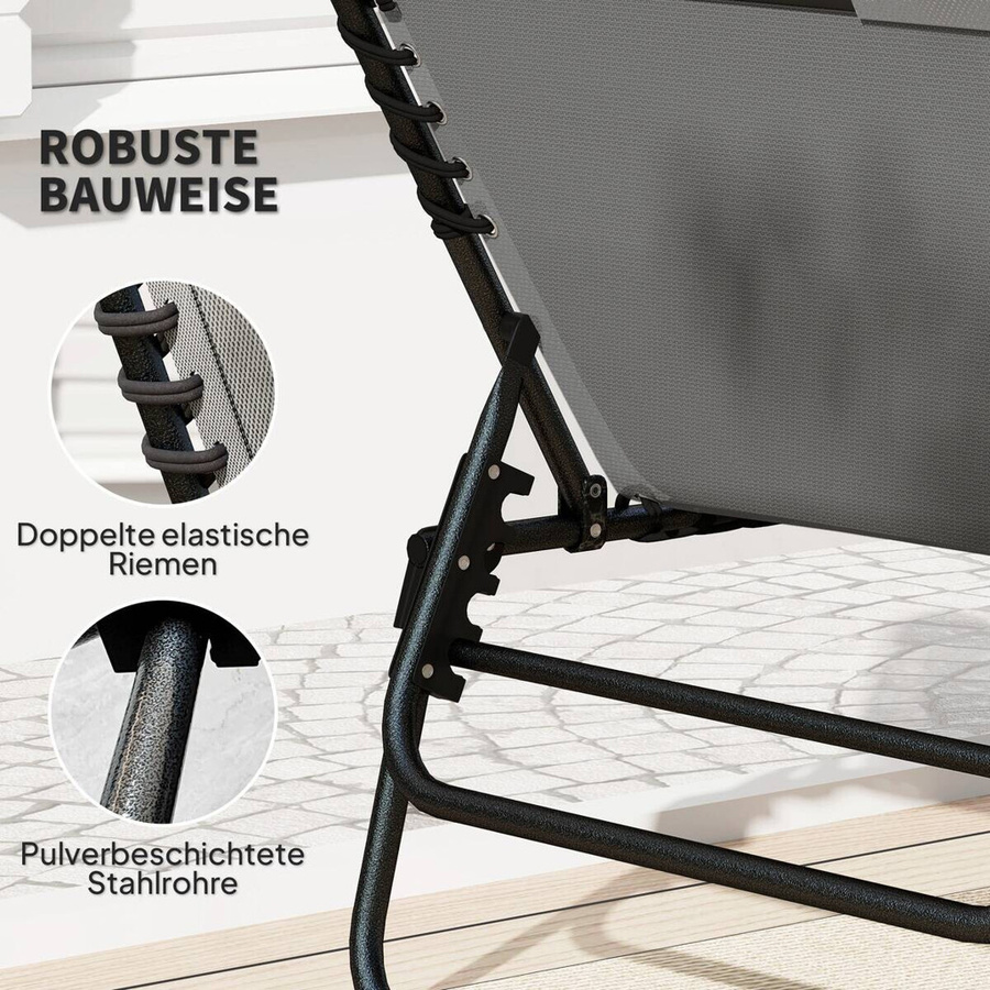 Outsunny Sonnenliege aus Textilene und pulverbeschichtetem Stahl in Dunkelgrau, B/H/L: 68 x 36 x 189 cm - Bild 4