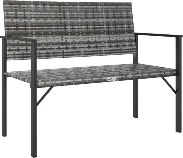 Furnicato Gartenbank 2-Sitzer aus PE-Rattan und pulverbeschichtetem Stahl in Grau, B/T/H: 110 x 62 x 88 cm - Bild 1