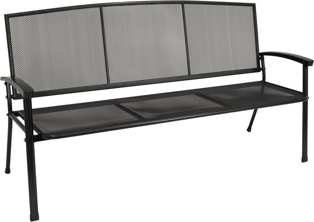 DEGAMO Gartenbank RIVO 3-Sitzer aus Metall mit Armlehnen in Eisengrau und Streckmetall - Bild 1