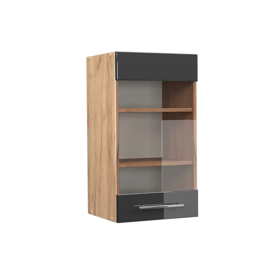 Vicco Küchen-Hängeschrank Fame-Line in Eiche und Anthrazit mit Glastüren und Softclose-Scharnieren, Breite: 40 cm - Bild 3