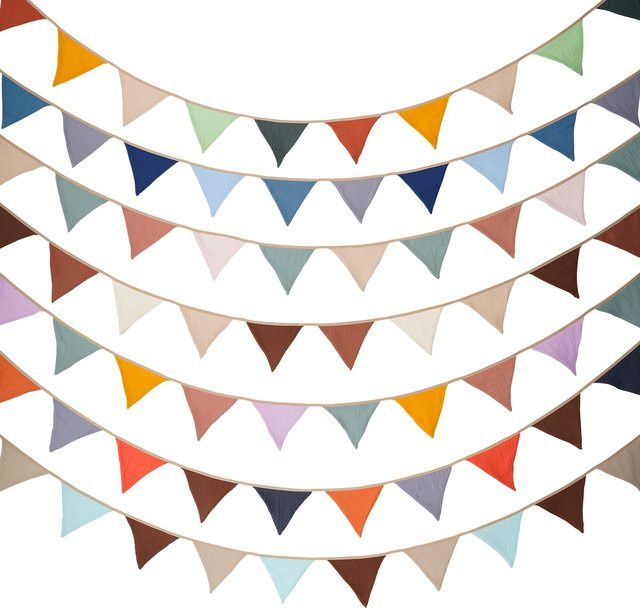 INFEI Wimpelkette aus Stoff mit 10 Dreieck-Wimpeln in Multicolor und Brown Orange, 2,6 m Länge, ideale Dekoration für Kinderzimmer, Babyparty oder Karneval - Bild 1