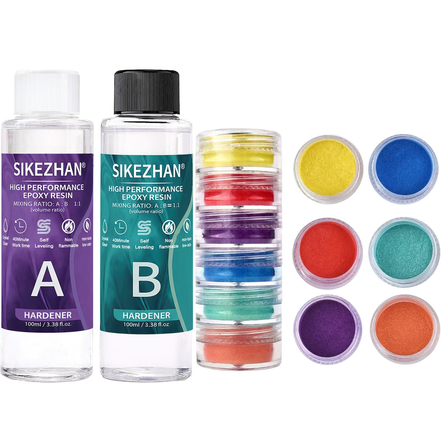 SIKEZHAN Epoxidharz-Set transparent mit Perlpigment für DIY-Kunst und Schmuckherstellung, 200 ml - Bild 4