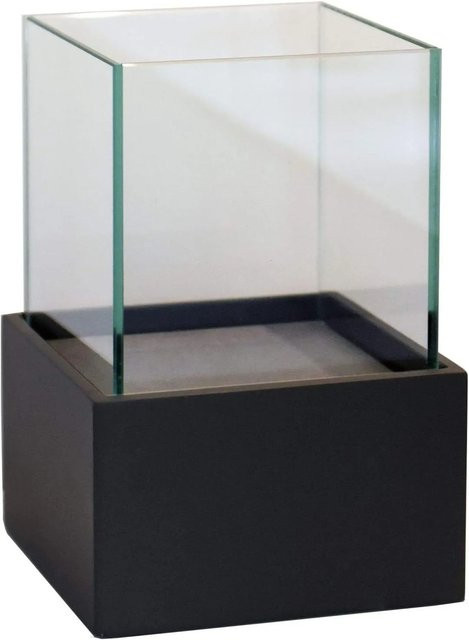 Vivanno Tischwindlicht Candelita in Schwarz aus Glas und Fiberglas, B/T/H: 20 x 20 x 29 cm - Bild 1