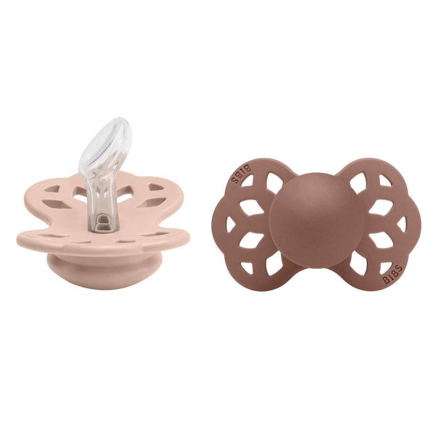 BIBS Schnuller 2er Pack Infinity Anatomischer Silikonsauger Gr. 0-6 Monate Blush / Woodchuck - Bild 1