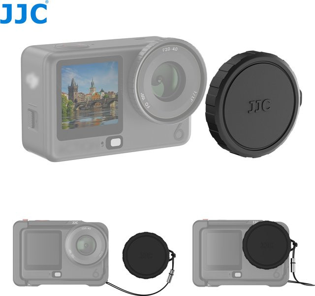 JJC Silikon-Objektivdeckel für DJI Osmo Action 6 in Schwarz mit Anti-Verlust-Schnur - Bild 1