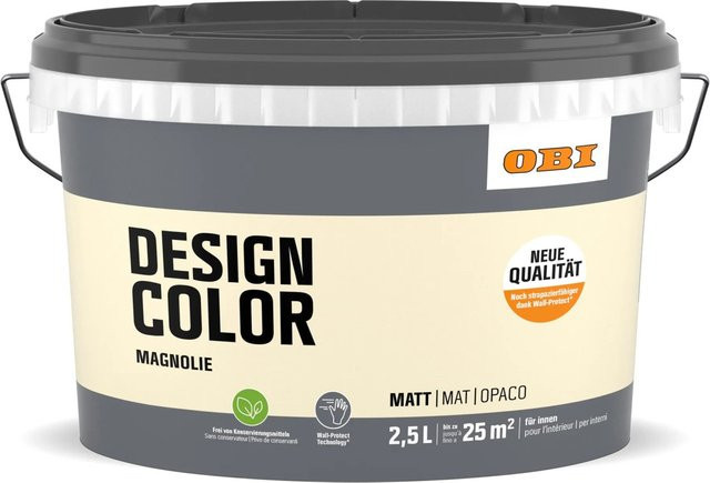 OBI Design Color Dispersion Wandfarbe Magnolie Beige in Wasserbasis - Bild 1