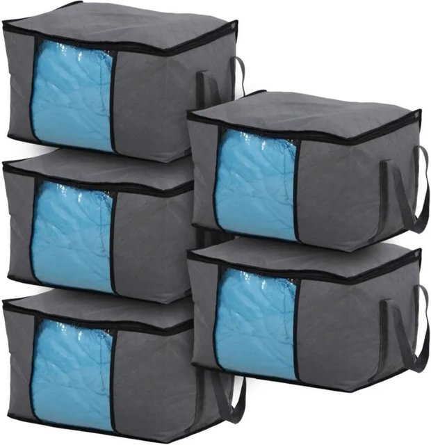Svita Aufbewahrungstaschen 5er Set Organizer für das Unterbett in Grau, faltbar mit Griffen, B/T/H: 60 x 40 x 40 cm - Bild 1