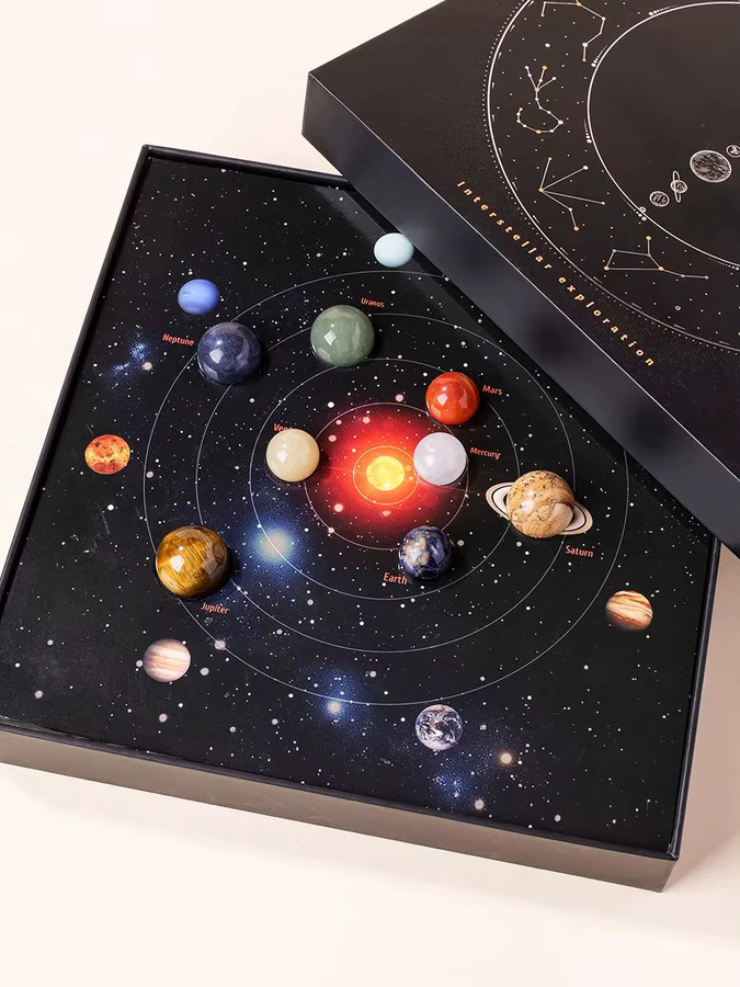 Runyangshi Planeten Naturstein Kristalle Set mit 8 Mineralproben in Multicolour als Tischdekoration - Bild 7