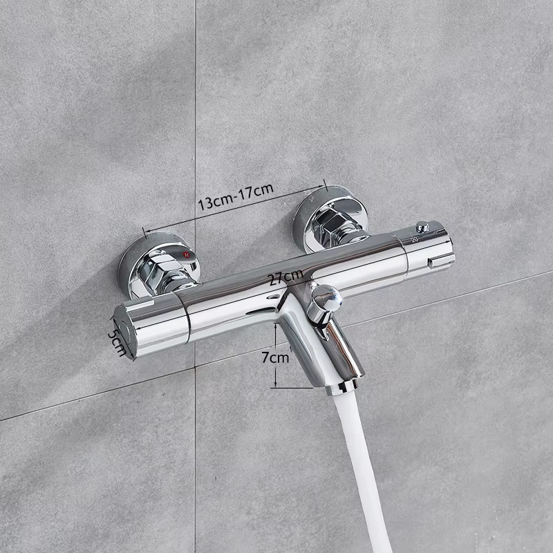 Thermostatische Duscharmatur mit Badewannenarmatur von MYQualife in Chrom/Silber mit Einhebelmischer und langem Auslauf - Bild 2