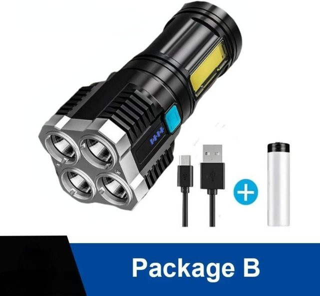 FLSTAR FEUER Mini LED Taschenlampe, USB aufladbar mit eingebauter 18650 Batterie, Schwarz - Bild 1