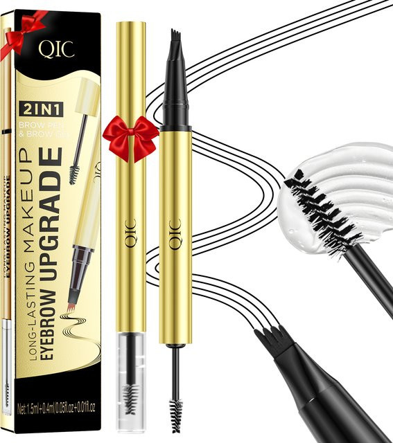 QIC Augenbrauenstift, Wasserfest, Schwarz, 4-Spitzen-Design - Bild 1