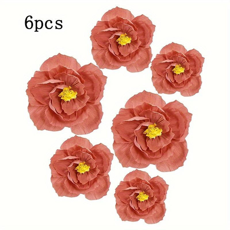 6er Set SZ-JZQ künstliche 3D Papierblumen in Orange zur Wanddekoration für Hochzeit und Geburtstag - Bild 4