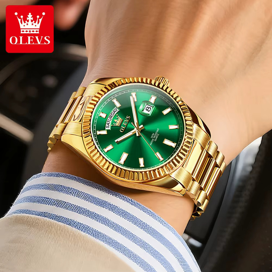 OLEVS Armbanduhr Quarz, Edelstahl, Gold, Herren - Bild 3