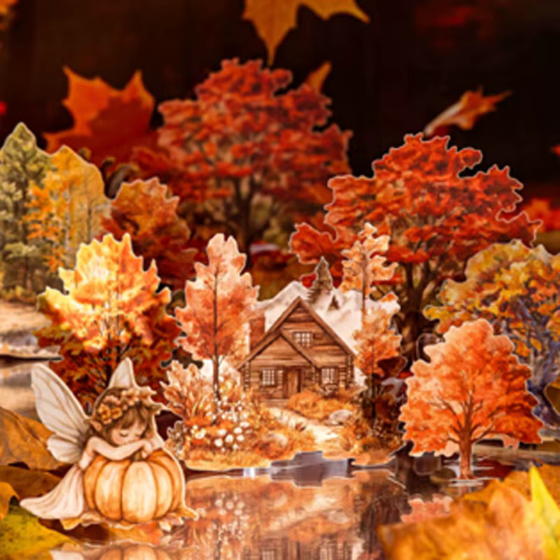 Mr.Paper Herbstthema PET-Diorama-Aufkleber Set, 120 Stück, Mehrfarbig, für Scrapbooking und Planer - Bild 1