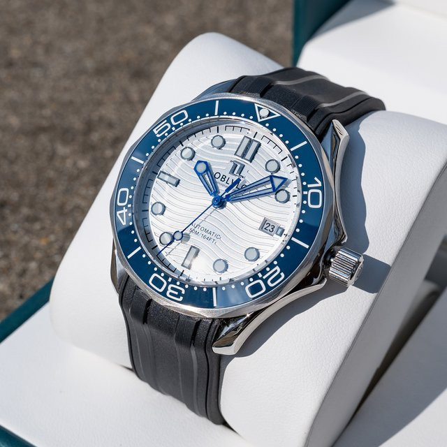 OBLVLO Armbanduhr Automatik, Edelstahl, Silber, Kautschuk, Herren - Bild 1