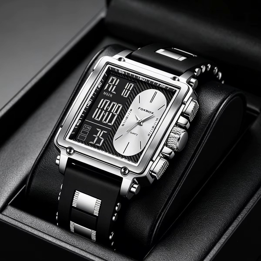 LIGE Digitaluhr, Chronograph, Quarz, eckig, orange, Herren - Bild 2