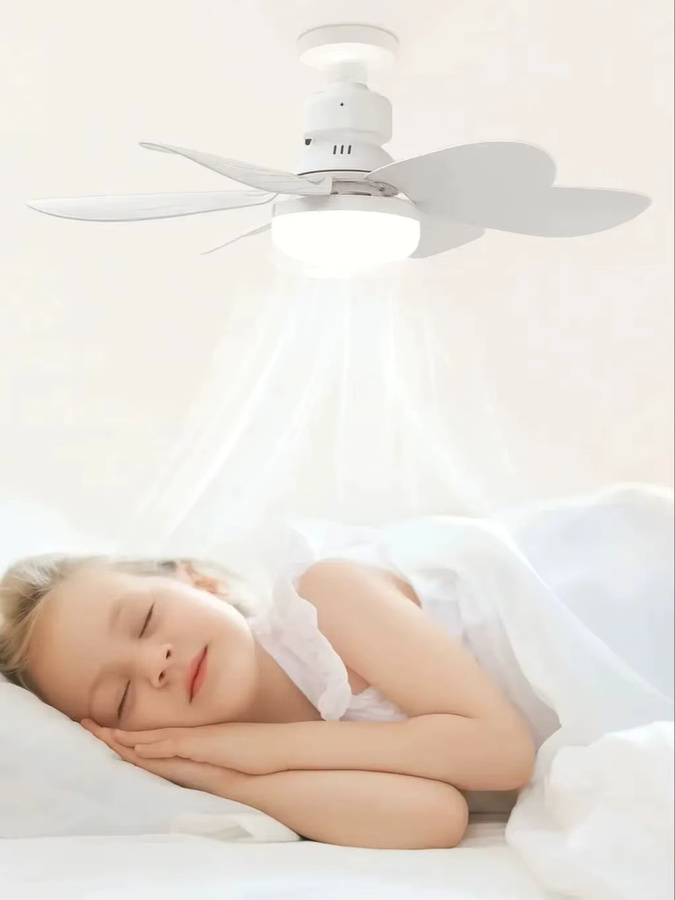 E27 LED-Deckenventilatorleuchte in Weiß mit Fernbedienung, dimmbar von 3000K bis 6500K, 2000 Lumen, rundes Design für Wohnzimmer, Schlafzimmer und Küche - Bild 1