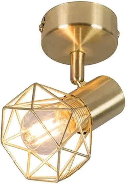 QAZQA Art Deco Strahler Mosh 1 in Gold/Messing, drehbar und neigbar, Deckenlampe aus Metall mit E14 Fassung - Bild 1