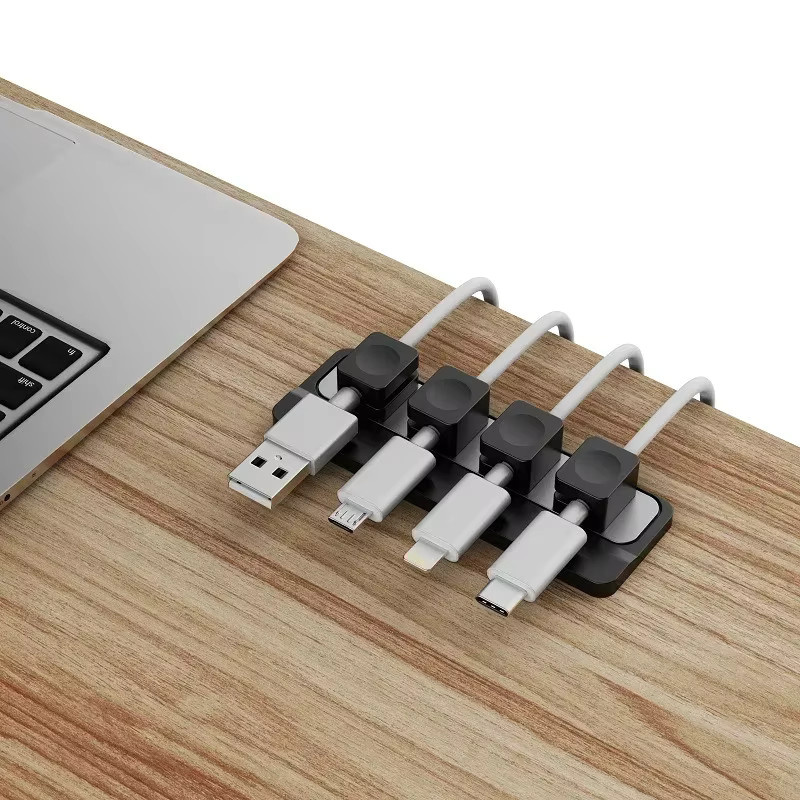 Magnetischer Kabelorganisator mit verstellbaren Kabelclips und Pad für das Unter-Schreibtisch-Kabelmanagement in Schwarz - Bild 4