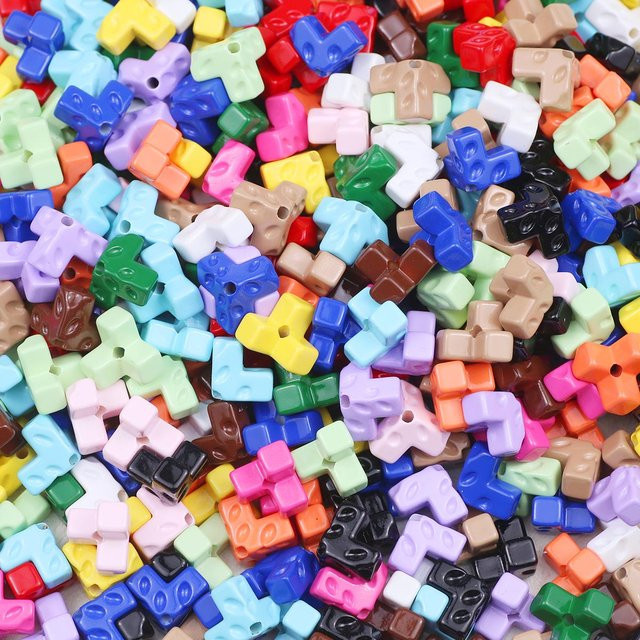 JHNBY Perlen, Tetris-Stil, mehrfarbig, 12 mm - Bild 1