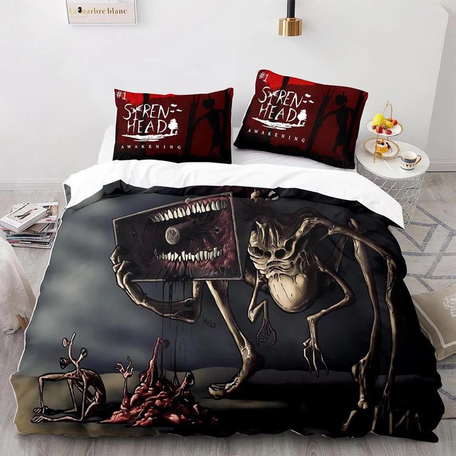 Sirenenkopf Bettwäscheset mit 3D-Druck für Erwachsene und Kinder, B/H: 180 x 220 cm, 3-teilig - Bild 1
