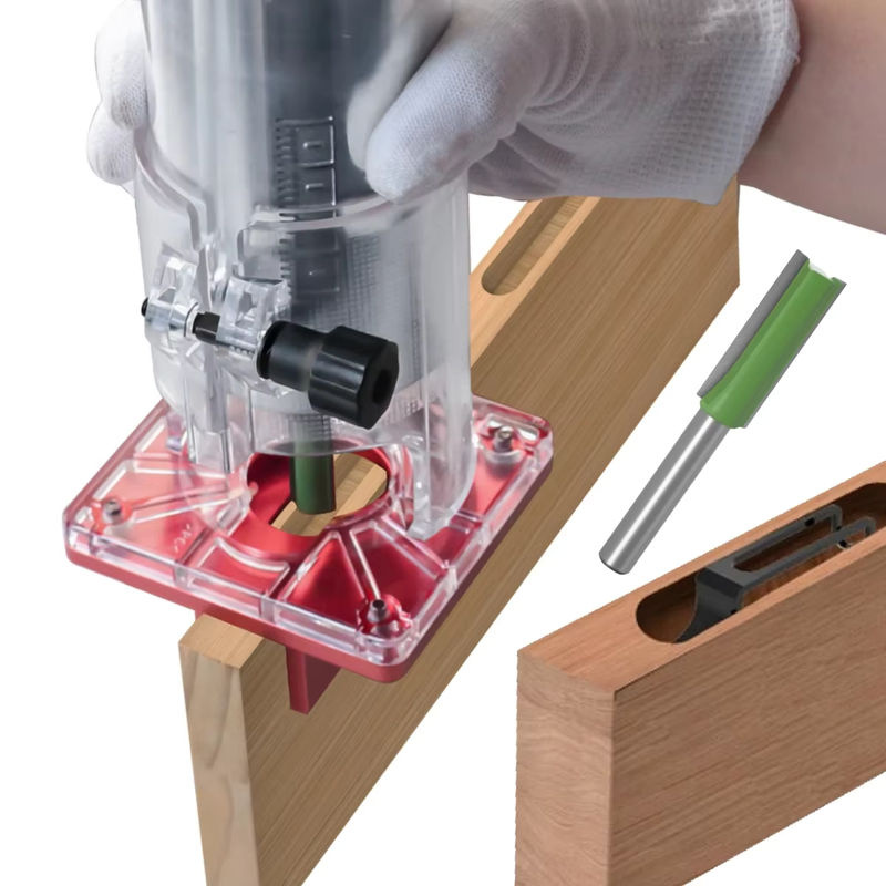 JIGHOLE 2-in-1 Schlitzhalterung und Oberfräsenbasis für Holzbearbeitung mit Stemmenlehre und Trimmerbasis, B/T/H: 14,0 x 9,0 x 0 cm - Bild 5