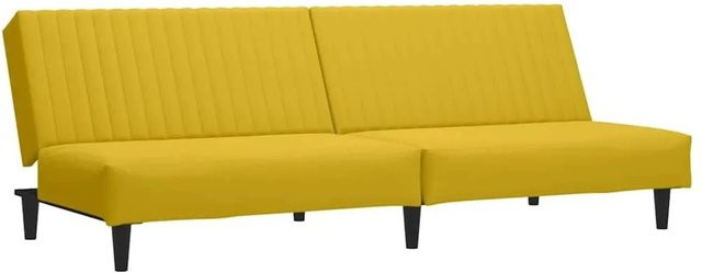 vidaXL Schlafsofa 2-Sitzer Click-Clack in Gelb aus Samt mit Massivholzrahmen - Bild 1