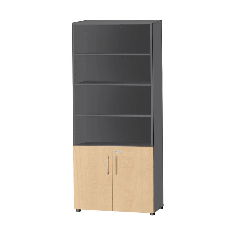 Schäfer Shop Select Kombischrank Start Off in Graphit und Ahorn mit 6 offenen und 2 geschlossenen Fächern, abschließbar, B: 80 cm, T: 42 cm, H: 224 cm - Bild 2