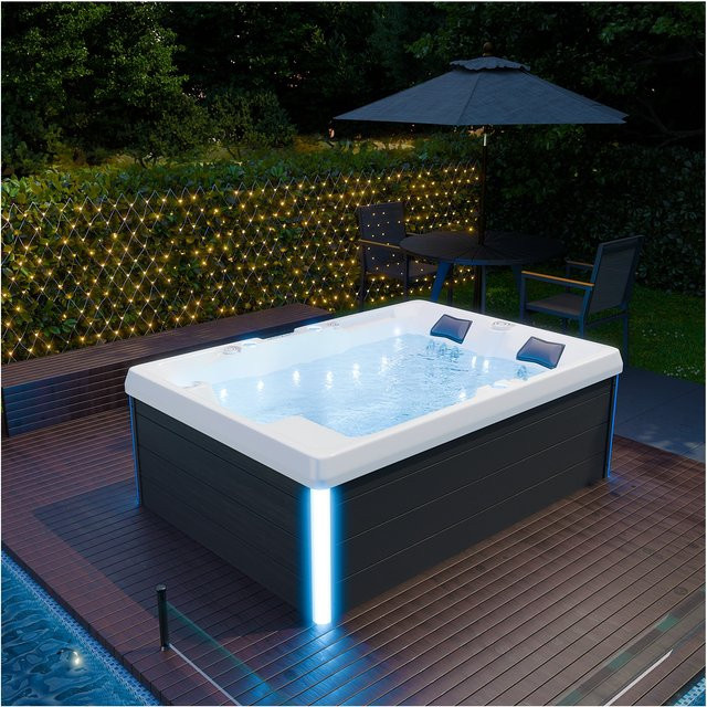 Tronitechnik Outdoor Whirlpool Spa Elba in Weiss mit Heizung, Hydromassage, Farblicht und Treppe, B/T: 210 x 150 cm - Bild 1