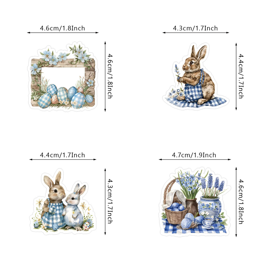50 bis 52 Stück Ostern Kaninchen Aufkleber mit Vintage Kranz und Hasen-Motiven in Mehrfarbig für DIY Geschenke und Party Dekoration - Bild 4