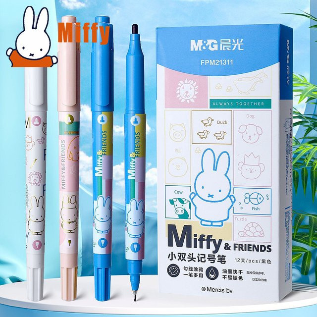 Miffy Doppelkopf-Markierungsstifte mit Doppelspitze, permanent, wasserfest und schnell trocknend für feine Kunst und Schule - Bild 1