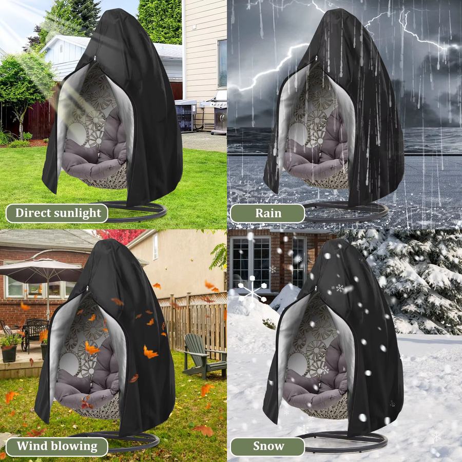 Willstar Hängende Eierstuhl-Abdeckung für den Außenbereich, wasserabweisend, Schwarz - Bild 6