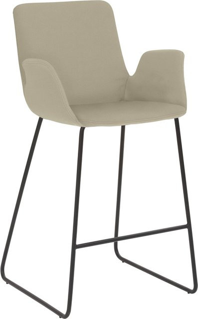 Mayer Sitzmöbel Tresenhocker mit Armlehnen und Kufengestell in Taupe und Schwarz, B/T/H: 53 x 49 x 95 cm - Bild 1