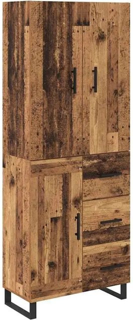 vidaXL Highboard 2-teilig in Altholz-Optik mit Glasfront, Schubladen und Regalfächern, Braun, B/T/H: 69,5 x 34,0 x 180,0 cm - Bild 1